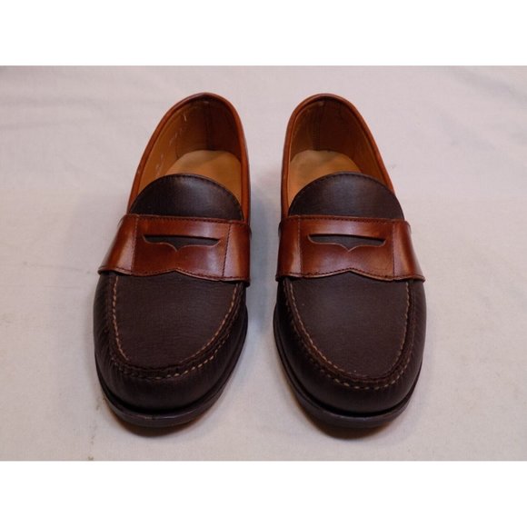 H S Trask 9.5 M Leather Handsewn Men Shoes Brown Black Penny Loafer 3018 17K2602